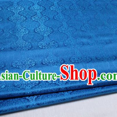 Chinese Traditional Ancient Costume Palace Pattern Cheongsam Mongolian Robe Blue Brocade Tang Suit Fabric Hanfu Material