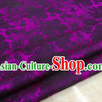 Chinese Traditional Ancient Costume Palace Flower Pattern Xiuhe Suit Purple Brocade Cheongsam Satin Mongolian Robe Fabric Hanfu Material