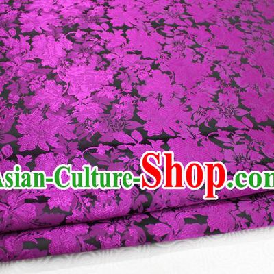 Chinese Traditional Ancient Costume Palace Purple Flower Pattern Xiuhe Suit Brocade Cheongsam Satin Mongolian Robe Fabric Hanfu Material