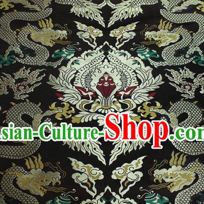 Chinese Traditional Ancient Costume Palace Dragons Pattern Mandarin Jacket Tibetan Robe Deep Brown Brocade Tang Suit Fabric Hanfu Material