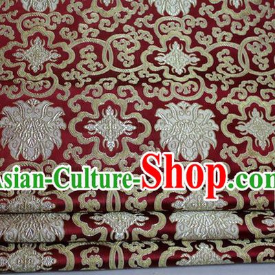 Chinese Traditional Ancient Costume Palace Pattern Mongolian Robe Cheongsam Wine Red Brocade Tang Suit Fabric Hanfu Material