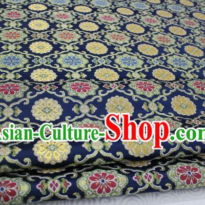 Chinese Traditional Ancient Costume Palace Pattern Mandarin Jacket Tibetan Robe Navy Brocade Tang Suit Fabric Hanfu Material
