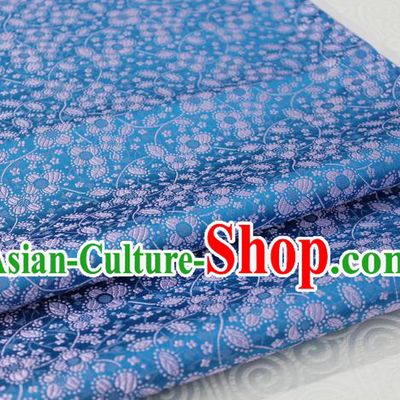 Chinese Traditional Ancient Costume Palace Pattern Cheongsam Tibetan Robe Blue Brocade Tang Suit Fabric Hanfu Material