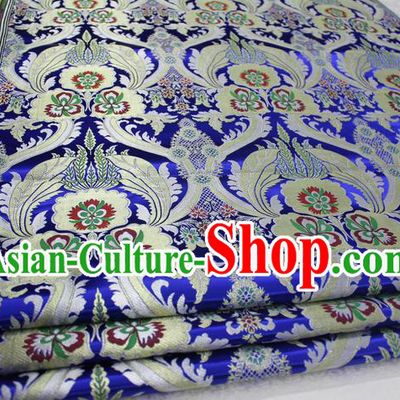 Chinese Traditional Ancient Costume Palace Pattern Cheongsam Tibetan Robe Royalblue Brocade Tang Suit Fabric Hanfu Material