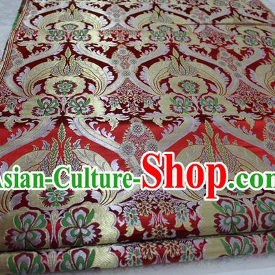 Chinese Traditional Ancient Costume Palace Pattern Cheongsam Tibetan Robe Red Brocade Tang Suit Fabric Hanfu Material