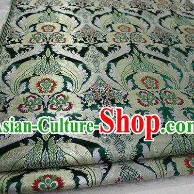 Chinese Traditional Ancient Costume Palace Pattern Cheongsam Tibetan Robe Green Brocade Tang Suit Fabric Hanfu Material