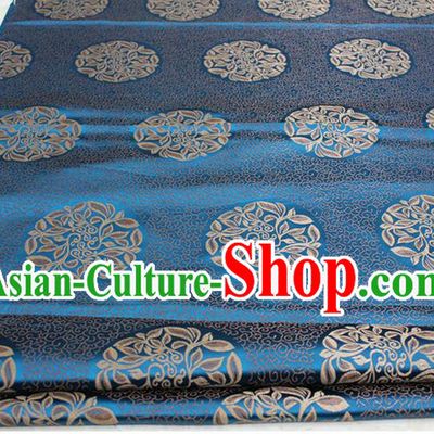 Chinese Traditional Ancient Costume Palace Pattern Cheongsam Tibetan Robe Blue Brocade Tang Suit Satin Fabric Hanfu Material