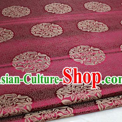 Chinese Traditional Ancient Costume Palace Pattern Cheongsam Tibetan Robe Wine Red Brocade Tang Suit Satin Fabric Hanfu Material