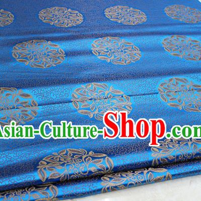 Chinese Traditional Ancient Costume Palace Pattern Cheongsam Tibetan Robe Light Blue Brocade Tang Suit Satin Fabric Hanfu Material