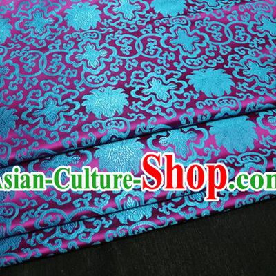 Chinese Traditional Ancient Costume Palace Lotus Pattern Mongolian Robe Cheongsam Amaranth Brocade Tang Suit Fabric Hanfu Material