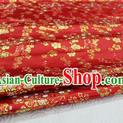 Chinese Traditional Ancient Costume Palace Wintersweet Pattern Cheongsam Red Brocade Tang Suit Satin Fabric Hanfu Material