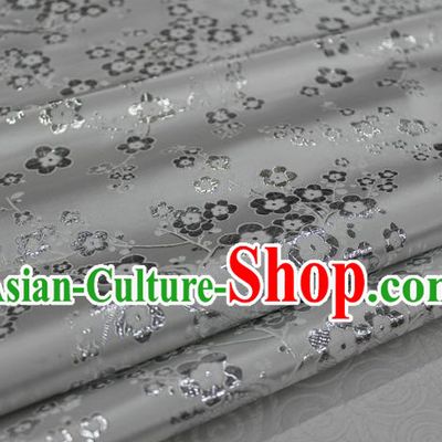 Chinese Traditional Ancient Costume Palace Wintersweet Pattern Cheongsam Grey Brocade Tang Suit Satin Fabric Hanfu Material