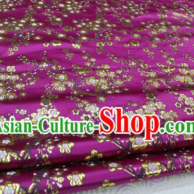 Chinese Traditional Ancient Costume Palace Wintersweet Pattern Cheongsam Purple Brocade Tang Suit Satin Fabric Hanfu Material