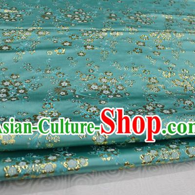 Chinese Traditional Ancient Costume Palace Wintersweet Pattern Cheongsam Blue Brocade Tang Suit Satin Fabric Hanfu Material