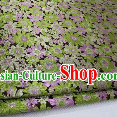 Chinese Traditional Ancient Costume Palace Pattern Cheongsam Mongolian Robe Kimono Green Brocade Tang Suit Satin Fabric Hanfu Material