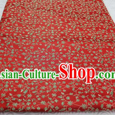 Chinese Traditional Ancient Costume Palace Flowers Pattern Cheongsam Red Brocade Tang Suit Satin Fabric Hanfu Material