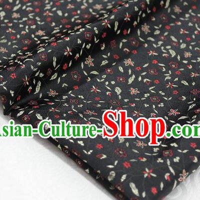Chinese Traditional Ancient Costume Palace Flowers Pattern Cheongsam Black Brocade Tang Suit Satin Fabric Hanfu Material