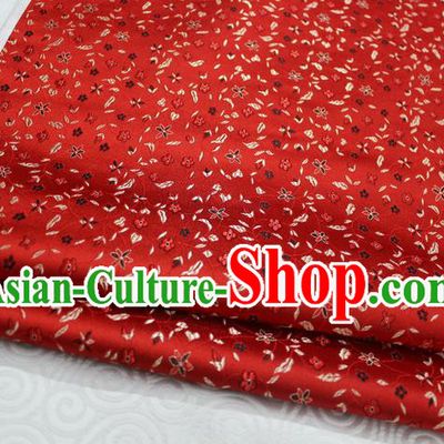 Chinese Traditional Ancient Costume Palace Flowers Pattern Cheongsam Red Brocade Tang Suit Satin Fabric Hanfu Material