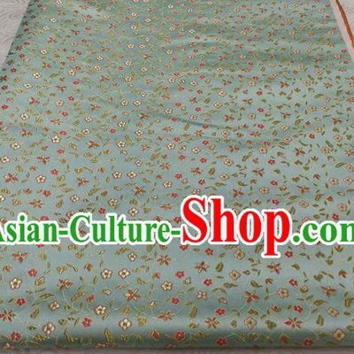 Chinese Traditional Ancient Costume Palace Flowers Pattern Cheongsam Blue Brocade Tang Suit Satin Fabric Hanfu Material