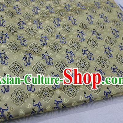 Chinese Traditional Ancient Costume Palace Dragons Pattern Tang Suit Cheongsam Yellow Brocade Mongolian Robe Satin Fabric Hanfu Material