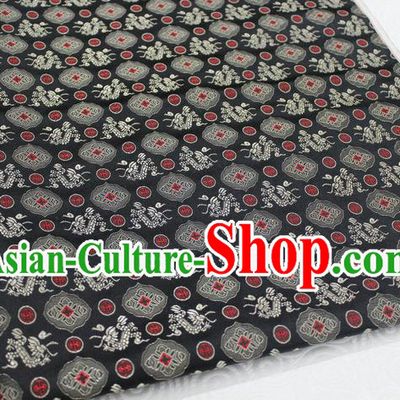 Chinese Traditional Ancient Costume Palace Dragons Pattern Tang Suit Cheongsam Black Brocade Mongolian Robe Satin Fabric Hanfu Material