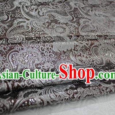 Chinese Traditional Ancient Costume Palace Pattern Tang Suit Cheongsam Brown Brocade Mongolian Robe Satin Fabric Hanfu Material