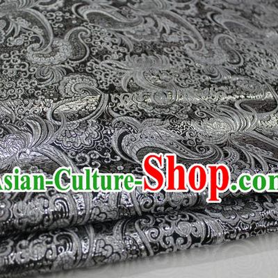 Chinese Traditional Ancient Costume Palace Pattern Tang Suit Cheongsam Black Brocade Mongolian Robe Satin Fabric Hanfu Material