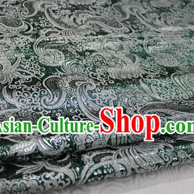 Chinese Traditional Ancient Costume Palace Pattern Tang Suit Cheongsam Green Brocade Mongolian Robe Satin Fabric Hanfu Material