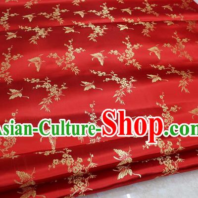Chinese Traditional Ancient Costume Palace Butterfly Pattern Cheongsam Red Brocade Tang Suit Satin Fabric Hanfu Material