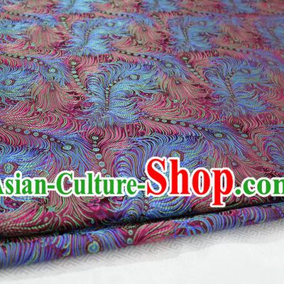 Chinese Traditional Ancient Costume Palace Feather Pattern Tang Suit Brocade Cheongsam Satin Fabric Hanfu Material
