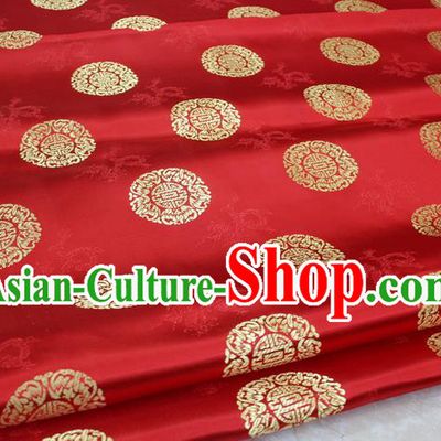 Chinese Traditional Ancient Costume Palace Round Dragons Pattern Cheongsam Red Brocade Tang Suit Satin Fabric Hanfu Material