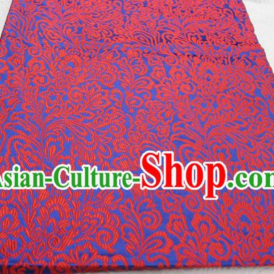 Chinese Traditional Ancient Costume Palace Phoenix Flower Pattern Tang Suit Blue Brocade Cheongsam Satin Fabric Hanfu Material