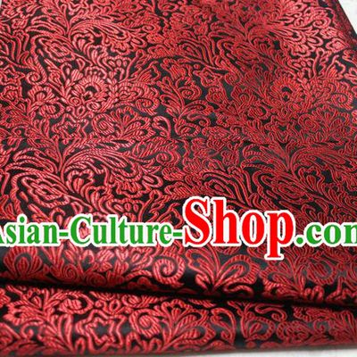 Chinese Traditional Ancient Costume Palace Phoenix Flower Pattern Tang Suit Black Brocade Cheongsam Satin Fabric Hanfu Material