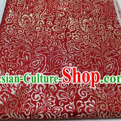 Chinese Traditional Ancient Costume Palace Phoenix Flower Pattern Tang Suit Red Brocade Cheongsam Satin Fabric Hanfu Material