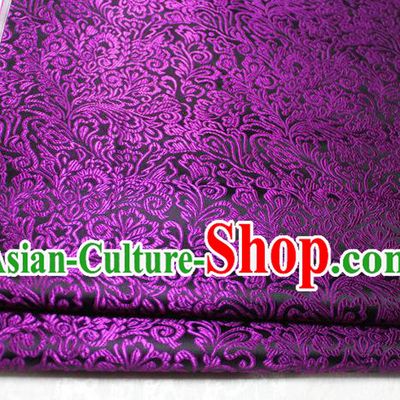 Chinese Traditional Ancient Costume Palace Phoenix Flower Pattern Tang Suit Brocade Cheongsam Purple Satin Fabric Hanfu Material