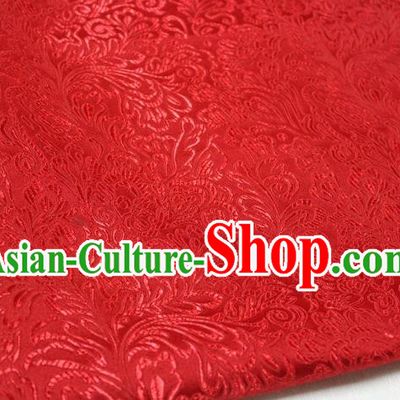 Chinese Traditional Ancient Costume Palace Phoenix Flower Pattern Tang Suit Brocade Cheongsam Red Satin Fabric Hanfu Material