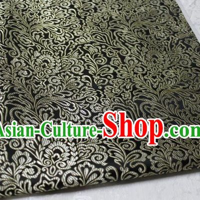 Chinese Traditional Ancient Costume Palace Phoenix Flower Pattern Tang Suit Brocade Cheongsam Black Satin Fabric Hanfu Material