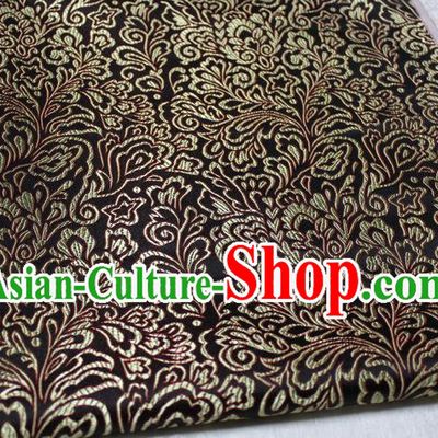 Chinese Traditional Ancient Costume Palace Phoenix Flower Pattern Tang Suit Brocade Cheongsam Black Satin Fabric Hanfu Material