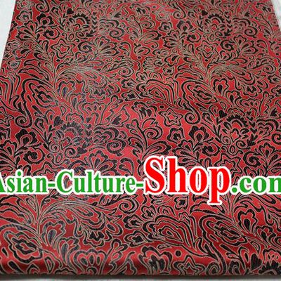 Chinese Traditional Ancient Costume Palace Phoenix Flower Pattern Tang Suit Red Brocade Cheongsam Satin Fabric Hanfu Material