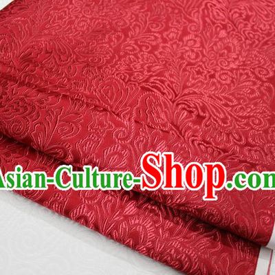 Chinese Traditional Ancient Costume Palace Phoenix Flower Pattern Tang Suit Purplish Red Brocade Cheongsam Satin Fabric Hanfu Material