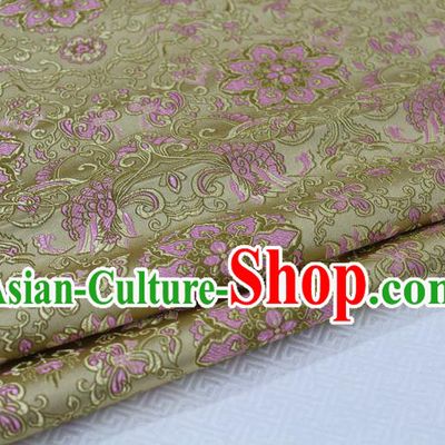 Chinese Traditional Ancient Costume Palace Flower Pattern Tang Suit Golden Nanjing Brocade Cheongsam Satin Fabric Hanfu Material