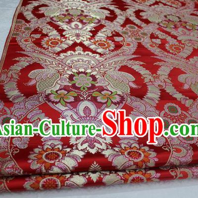 Chinese Traditional Ancient Costume Palace Enkianthus Pattern Cheongsam Red Brocade Tang Suit Satin Fabric Hanfu Material
