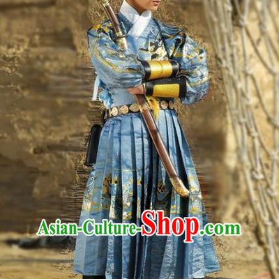 Traditional Chinese Ancient Ming Dynasty Imperial Guard Hanfu Embroidered Fly Fish Clothing for Men
