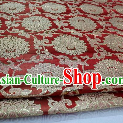 Chinese Traditional Ancient Costume Palace Pattern Xiuhe Suit Red Brocade Cheongsam Satin Mongolian Robe Fabric Hanfu Material