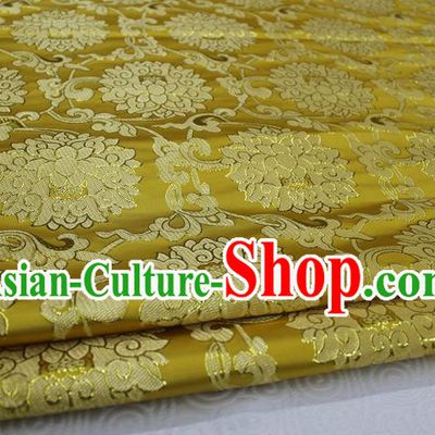 Chinese Traditional Ancient Costume Palace Pattern Xiuhe Suit Golden Brocade Cheongsam Satin Mongolian Robe Fabric Hanfu Material