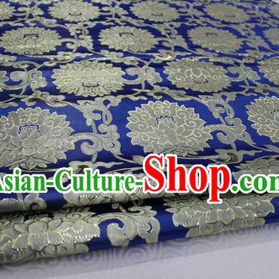 Chinese Traditional Ancient Costume Palace Pattern Xiuhe Suit Royalblue Brocade Cheongsam Satin Mongolian Robe Fabric Hanfu Material