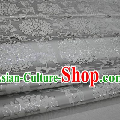 Chinese Traditional Ancient Costume Palace Pattern Xiuhe Suit White Brocade Cheongsam Satin Mongolian Robe Fabric Hanfu Material