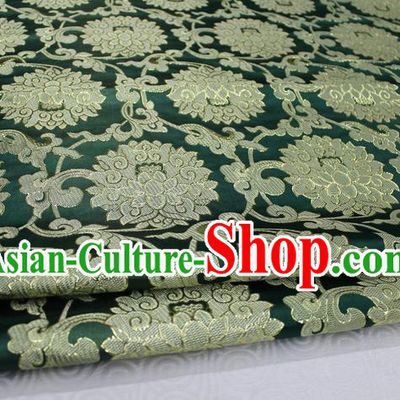 Chinese Traditional Ancient Costume Palace Pattern Xiuhe Suit Green Brocade Cheongsam Satin Mongolian Robe Fabric Hanfu Material