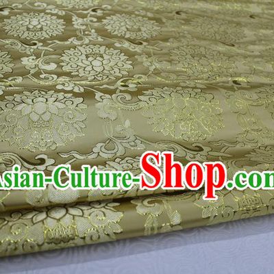 Chinese Traditional Ancient Costume Palace Pattern Xiuhe Suit Light Yellow Brocade Cheongsam Satin Mongolian Robe Fabric Hanfu Material