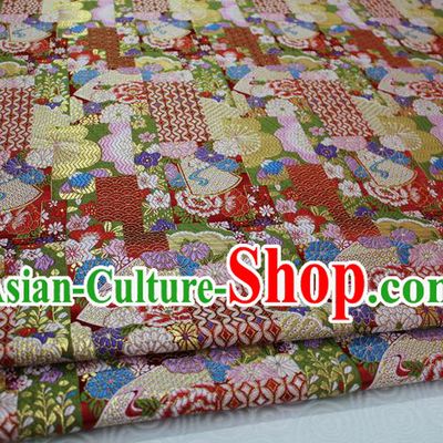 Chinese Traditional Ancient Costume Palace Kimono Pattern Xiuhe Suit Red Brocade Cheongsam Satin Fabric Hanfu Material